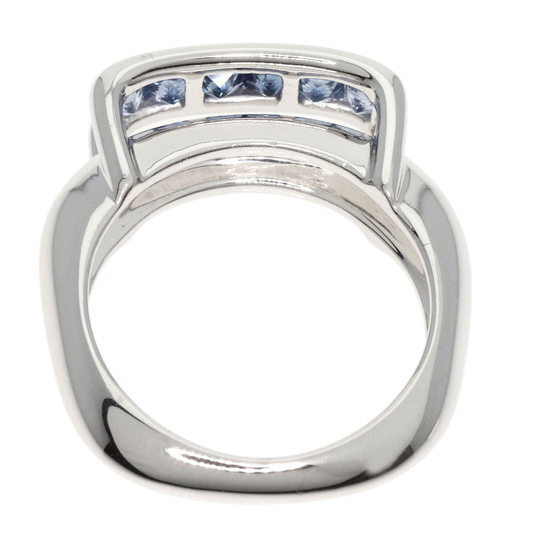 JUNE Ring K18WG Silver sapphire Women Used Authentic