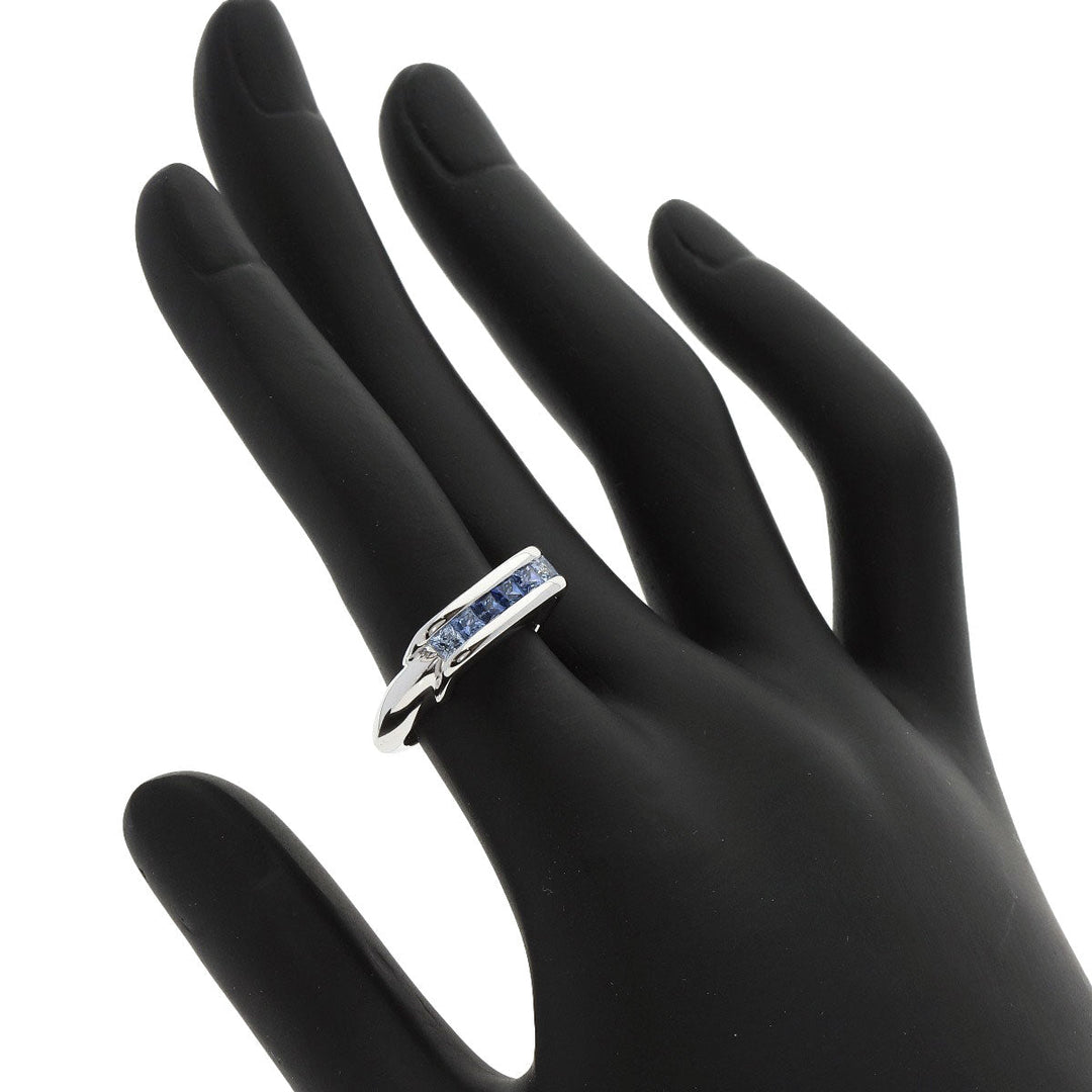 JUNE Ring K18WG Silver sapphire Women Used Authentic