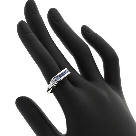 JUNE Ring K18WG Silver sapphire Women Used Authentic