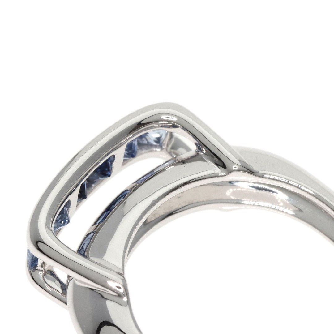 JUNE Ring K18WG Silver sapphire Women Used Authentic
