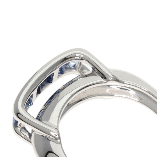 JUNE Ring K18WG Silver sapphire Women Used Authentic