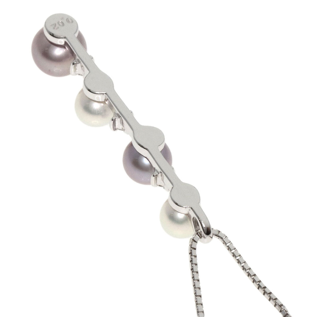 TASAKI Necklace K18WG Silver Freshwater Pearl Diamond Women Used Authentic