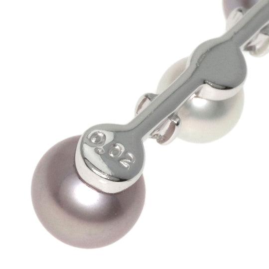 TASAKI Necklace K18WG Silver Freshwater Pearl Diamond Women Used Authentic