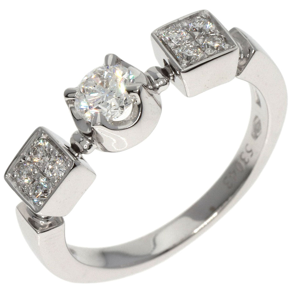 BVLGARI Ring K18WG Silver Lucia Diamond Women Used Authentic
