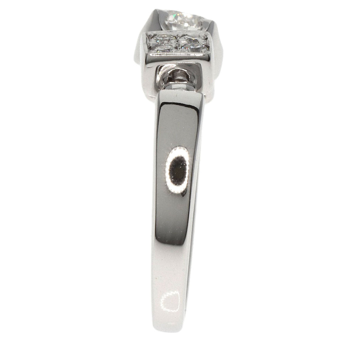 BVLGARI Ring K18WG Silver Lucia Diamond Women Used Authentic