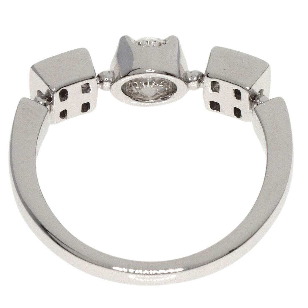 BVLGARI Ring K18WG Silver Lucia Diamond Women Used Authentic