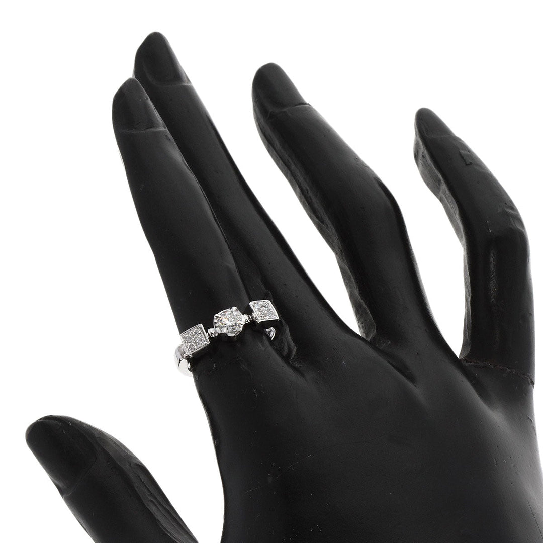 BVLGARI Ring K18WG Silver Lucia Diamond Women Used Authentic