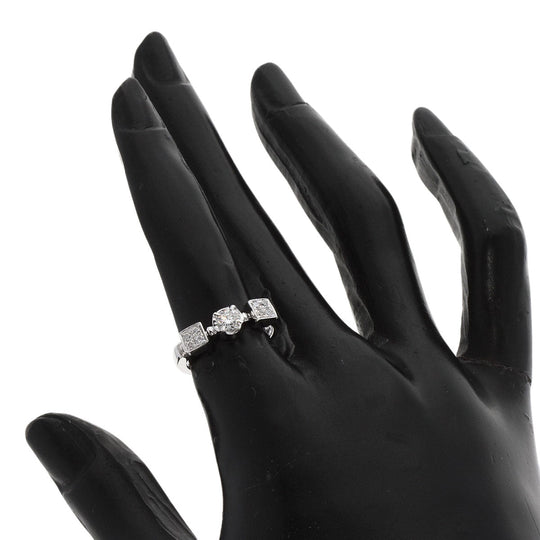 BVLGARI Ring K18WG Silver Lucia Diamond Women Used Authentic