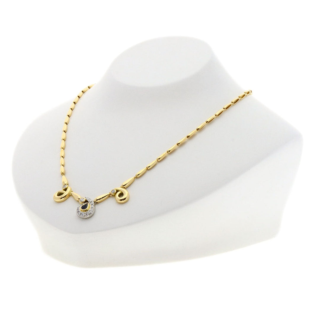 GHERARDINI Necklace PT900 , K18YG gold Sapphire diamond Women Used Authentic