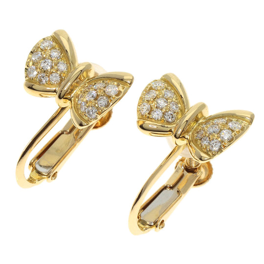 Concord Earring 18K Yellow Gold gold Ribbon motif Diamond Women Used Authentic