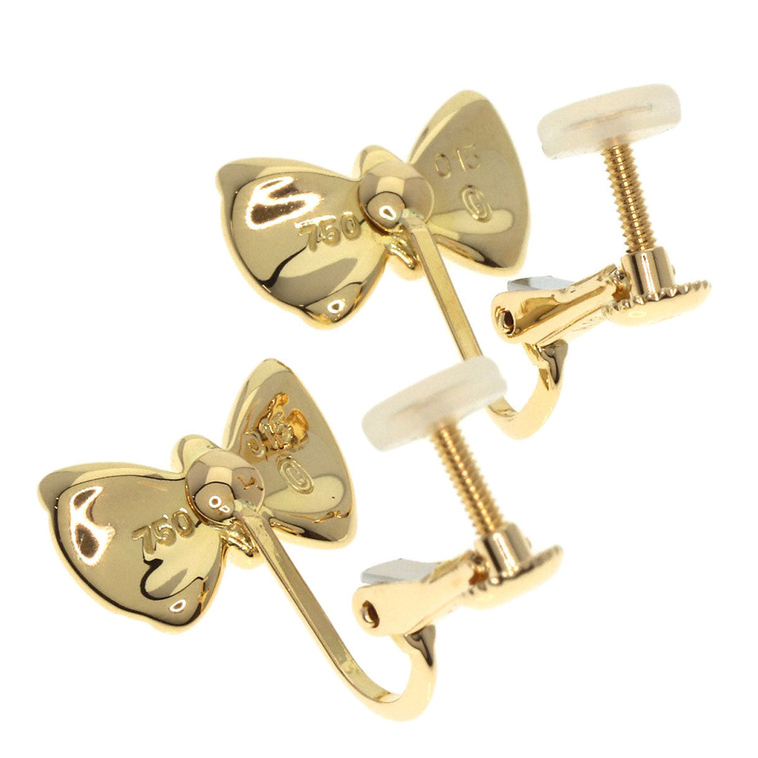 Concord Earring 18K Yellow Gold gold Ribbon motif Diamond Women Used Authentic
