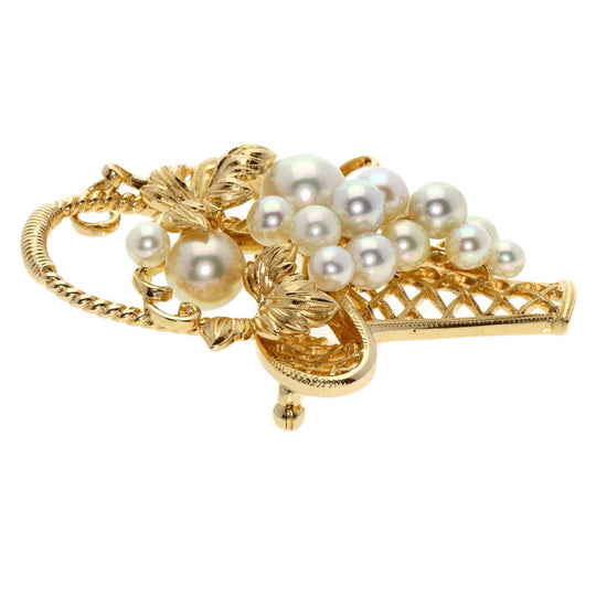 MIKIMOTO Brooch K14YG gold Grape motif Pearl Women Used Authentic
