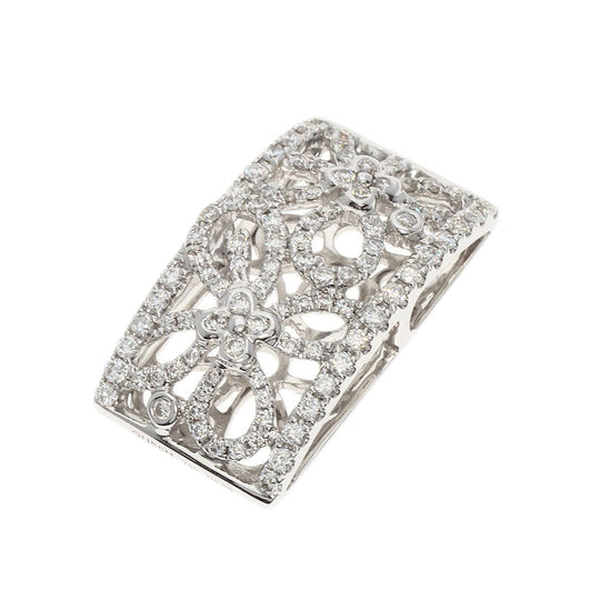 Queen Pendant top K18WG Silver diamond Women Used Authentic