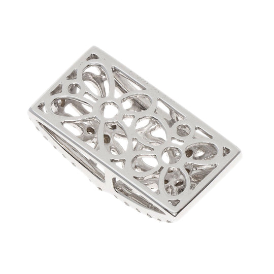 Queen Pendant top K18WG Silver diamond Women Used Authentic