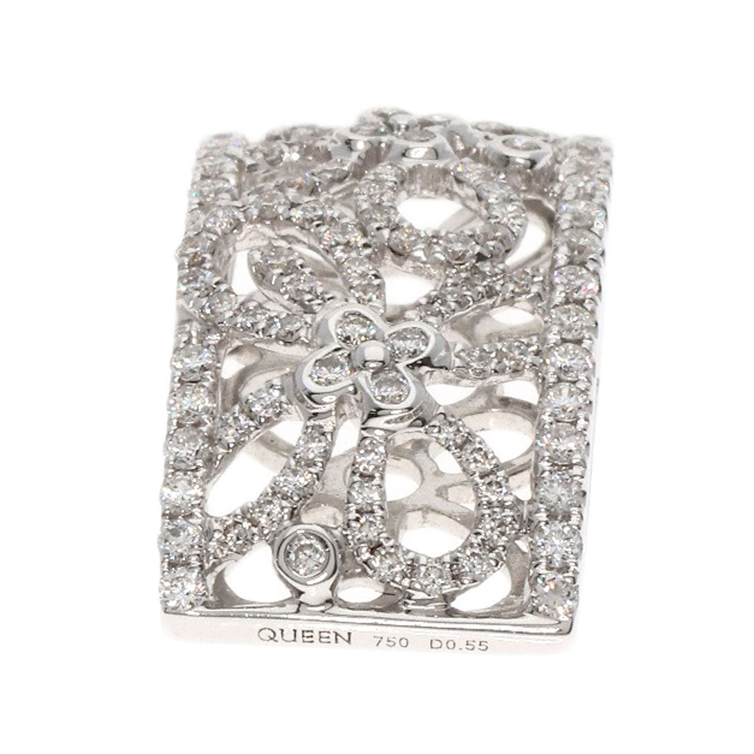 Queen Pendant top K18WG Silver diamond Women Used Authentic