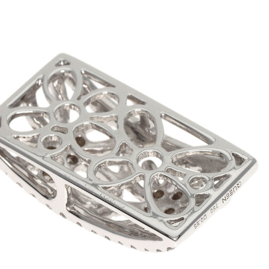 Queen Pendant top K18WG Silver diamond Women Used Authentic