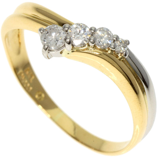 VANDOME Ring K18YG , PT900 Silver diamond Women Used Authentic