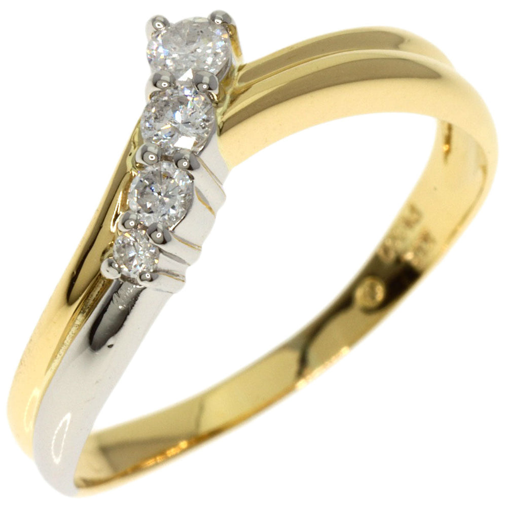 VANDOME Ring K18YG , PT900 Silver diamond Women Used Authentic