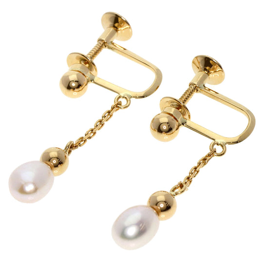TASAKI Earring K14YG gold Drop Freshwater Pearl Women Used Authentic