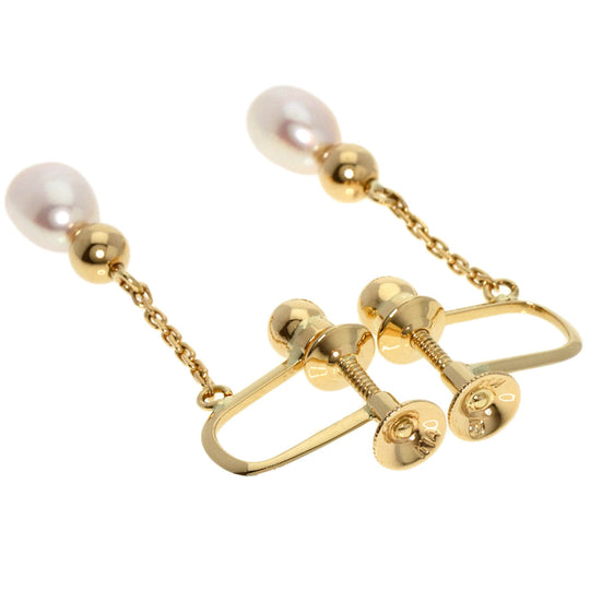 TASAKI Earring K14YG gold Drop Freshwater Pearl Women Used Authentic