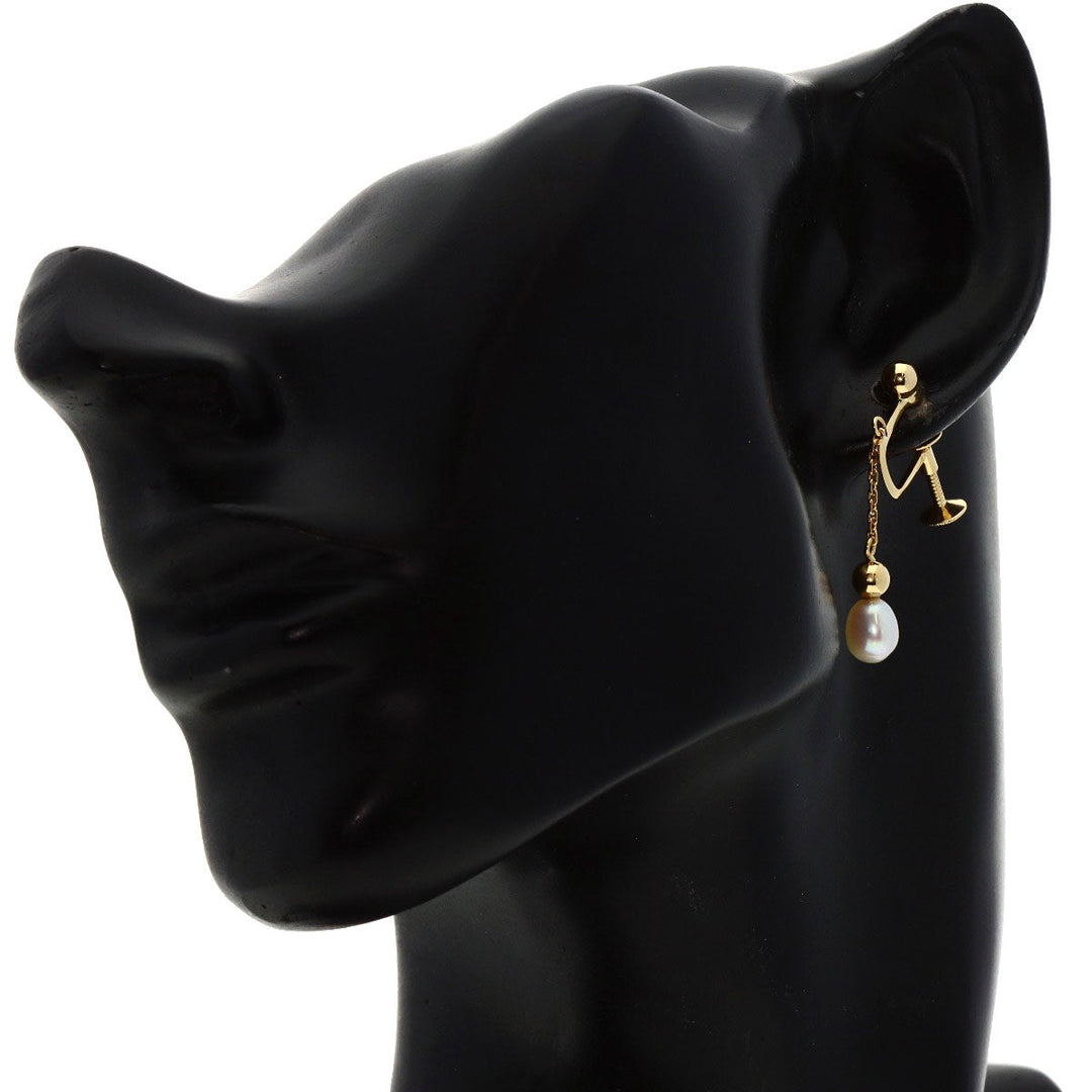 TASAKI Earring K14YG gold Drop Freshwater Pearl Women Used Authentic