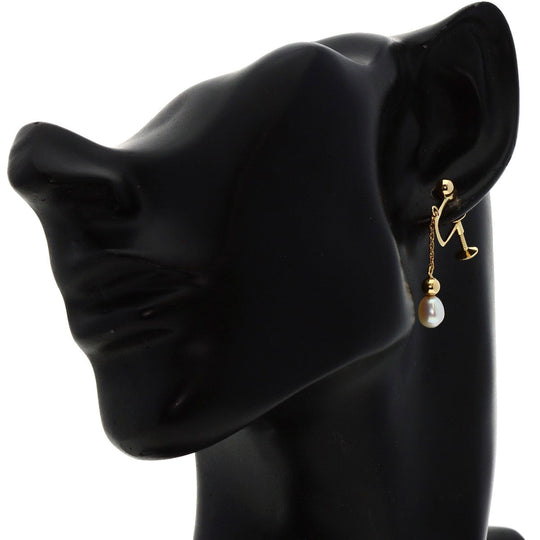 TASAKI Earring K14YG gold Drop Freshwater Pearl Women Used Authentic