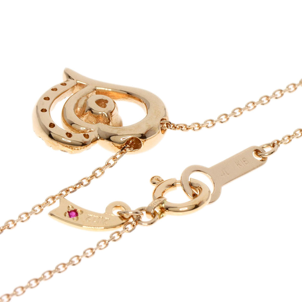 4℃ Necklace 18K Pink Gold gold Diamond heart Women Used Authentic