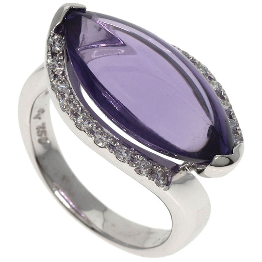 Ponte Vecchio Ring K18WG Silver Amethyst diamond Women Used Authentic