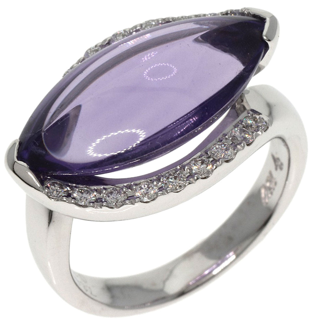 Ponte Vecchio Ring K18WG Silver Amethyst diamond Women Used Authentic