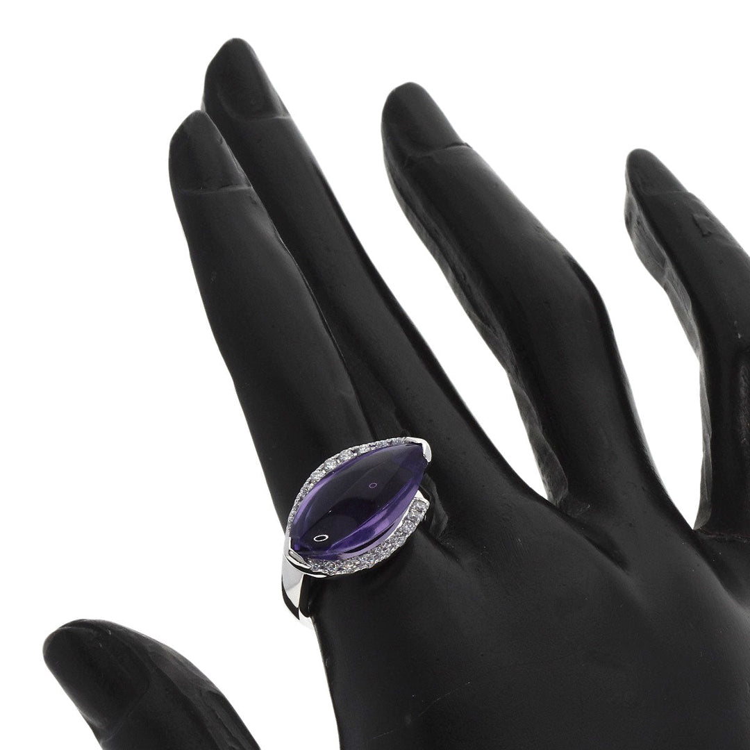 Ponte Vecchio Ring K18WG Silver Amethyst diamond Women Used Authentic