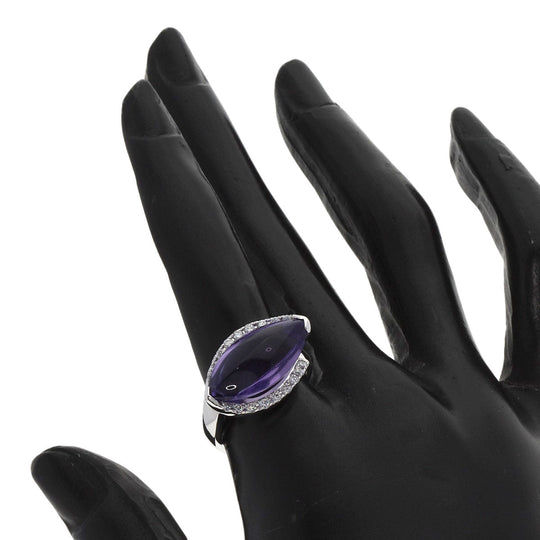 Ponte Vecchio Ring K18WG Silver Amethyst diamond Women Used Authentic