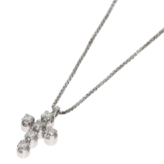 Ponte Vecchio Necklace K18WG Silver Cross motif diamond Women Used Authentic