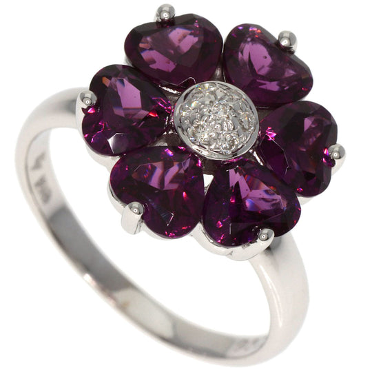 Ponte Vecchio Ring K18WG Silver Garnet diamond Women Used Authentic