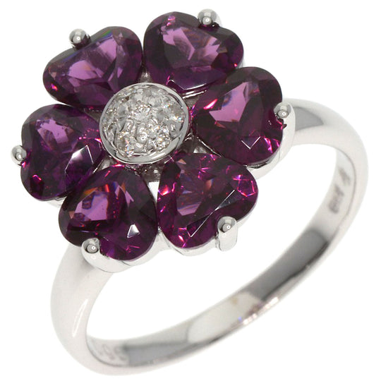 Ponte Vecchio Ring K18WG Silver Garnet diamond Women Used Authentic