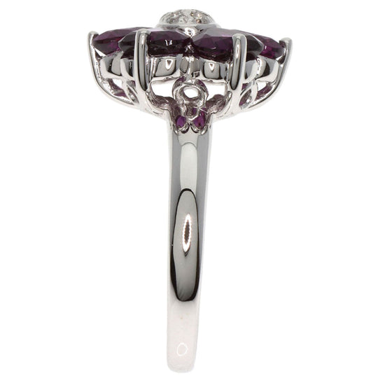 Ponte Vecchio Ring K18WG Silver Garnet diamond Women Used Authentic