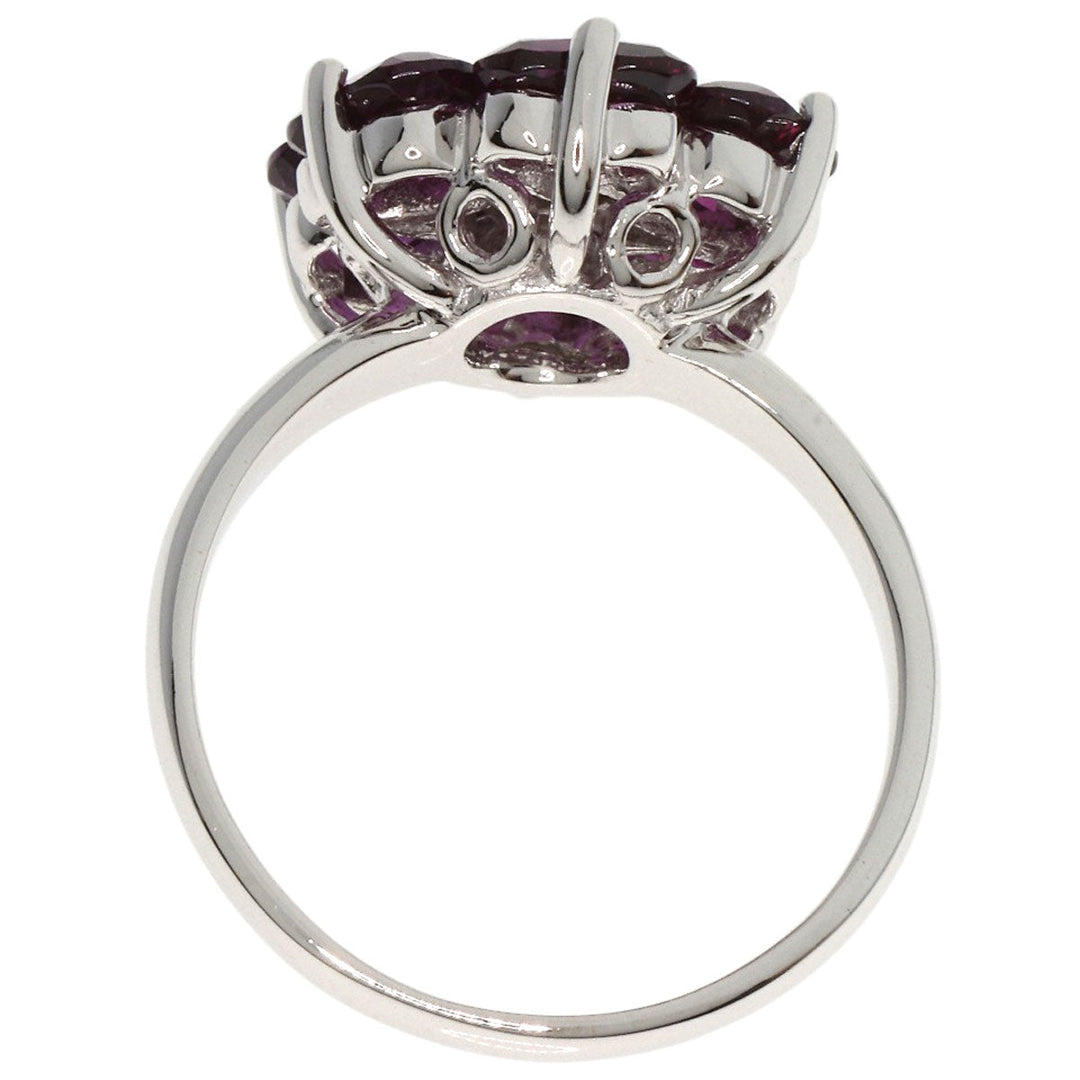 Ponte Vecchio Ring K18WG Silver Garnet diamond Women Used Authentic