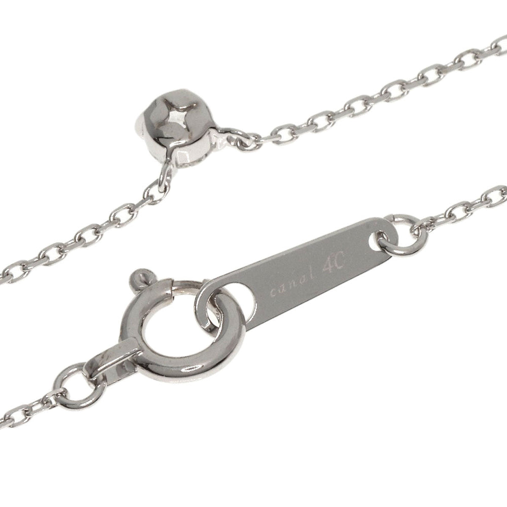 4℃ Necklace K18WG Silver 1P diamond Women Used Authentic
