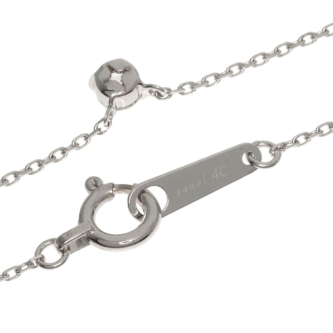 4℃ Necklace K18WG Silver 1P diamond Women Used Authentic