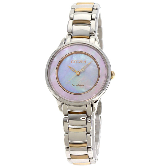 CITIZEN Watches Eco Drive EM0476-84Y Stainless Steel , Stainless Steel Silver El Eco Drive Pink shell dial Women Used Authentic