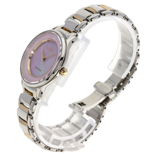 CITIZEN Watches Eco Drive EM0476-84Y Stainless Steel , Stainless Steel Silver El Eco Drive Pink shell dial Women Used Authentic