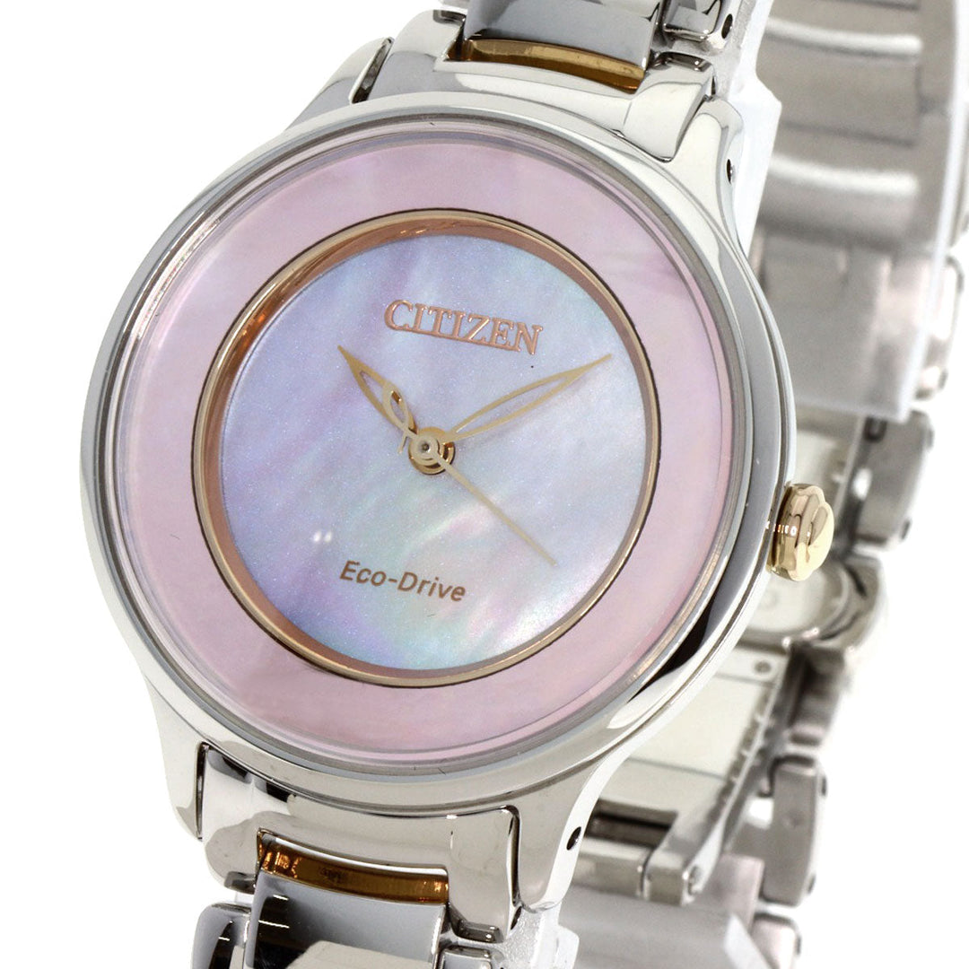 CITIZEN Watches Eco Drive EM0476-84Y Stainless Steel , Stainless Steel Silver El Eco Drive Pink shell dial Women Used Authentic
