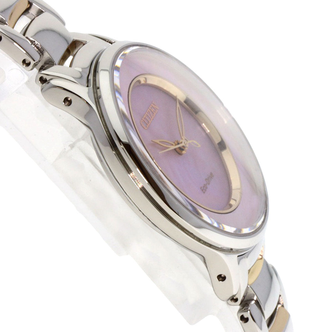 CITIZEN Watches Eco Drive EM0476-84Y Stainless Steel , Stainless Steel Silver El Eco Drive Pink shell dial Women Used Authentic