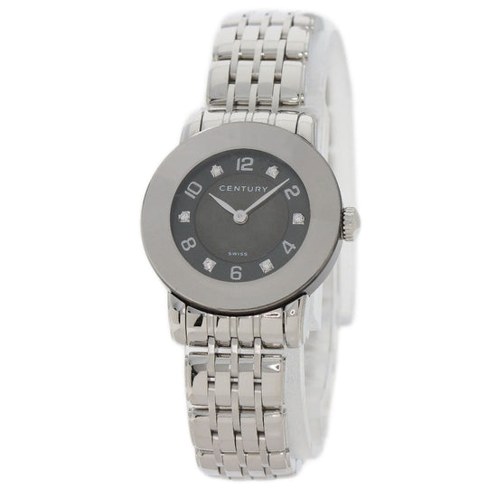 CENTURY Watches Quartz Stainless Steel , Stainless Steel Silver Time gem black dial Women Used Authentic