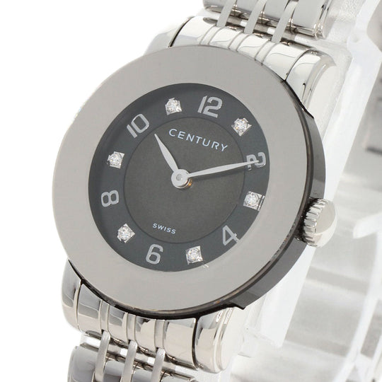 CENTURY Watches Quartz Stainless Steel , Stainless Steel Silver Time gem black dial Women Used Authentic