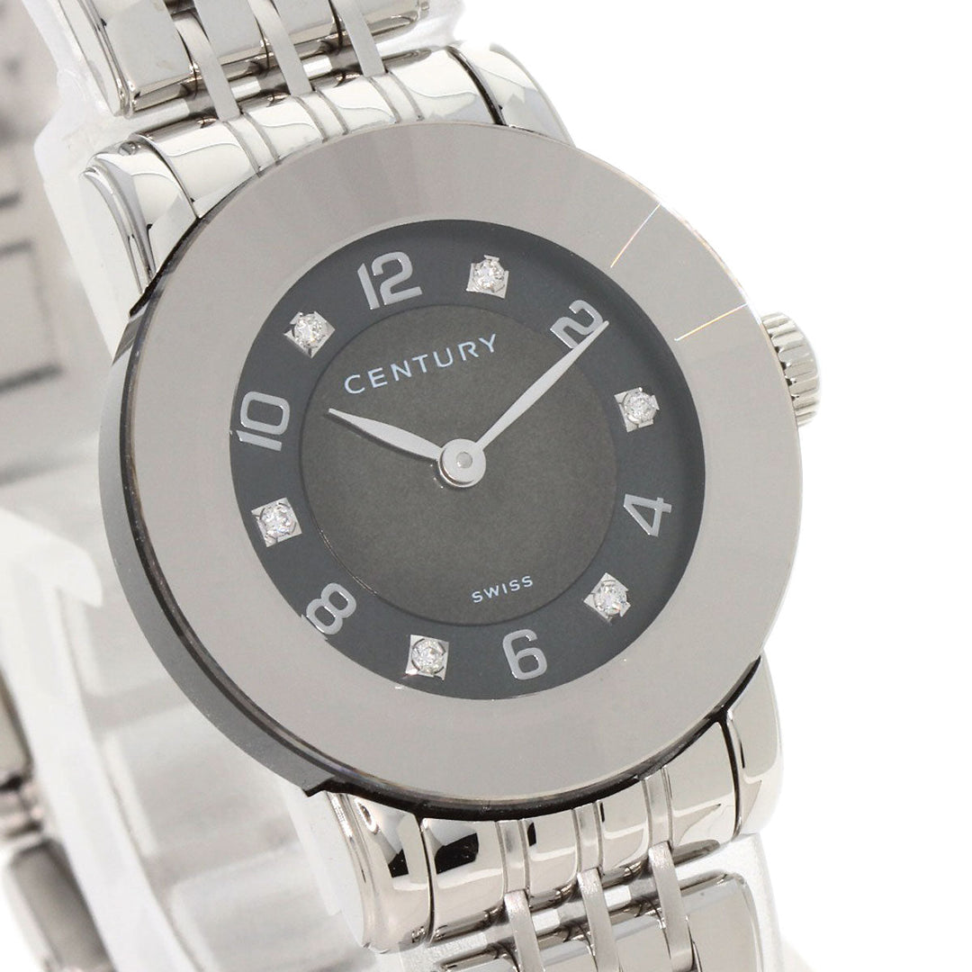 CENTURY Watches Quartz Stainless Steel , Stainless Steel Silver Time gem black dial Women Used Authentic