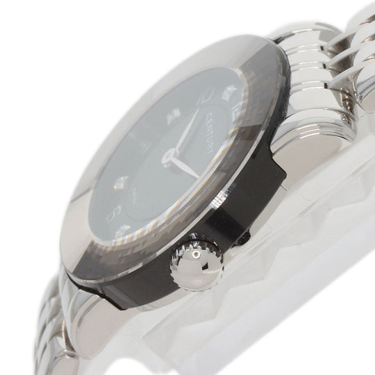 CENTURY Watches Quartz Stainless Steel , Stainless Steel Silver Time gem black dial Women Used Authentic
