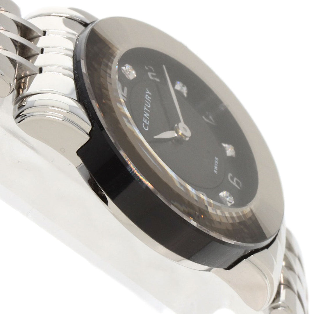 CENTURY Watches Quartz Stainless Steel , Stainless Steel Silver Time gem black dial Women Used Authentic