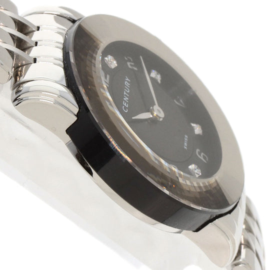 CENTURY Watches Quartz Stainless Steel , Stainless Steel Silver Time gem black dial Women Used Authentic