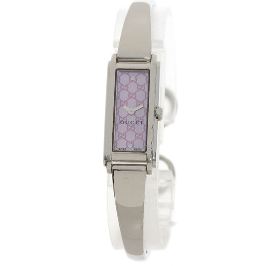 GUCCI Watches Quartz 109 Stainless Steel , Stainless Steel Silver Square face GG dial Pink shell dial Women Used Authentic