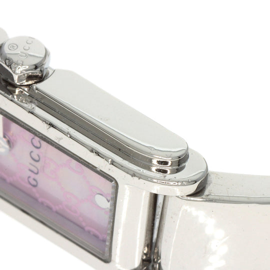 GUCCI Watches Quartz 109 Stainless Steel , Stainless Steel Silver Square face GG dial Pink shell dial Women Used Authentic